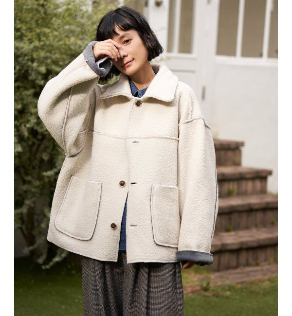 Lbc with Life「ボアコーデュロイリバーシブル襟付きジャケット」|ブルゾン・スタジャン|