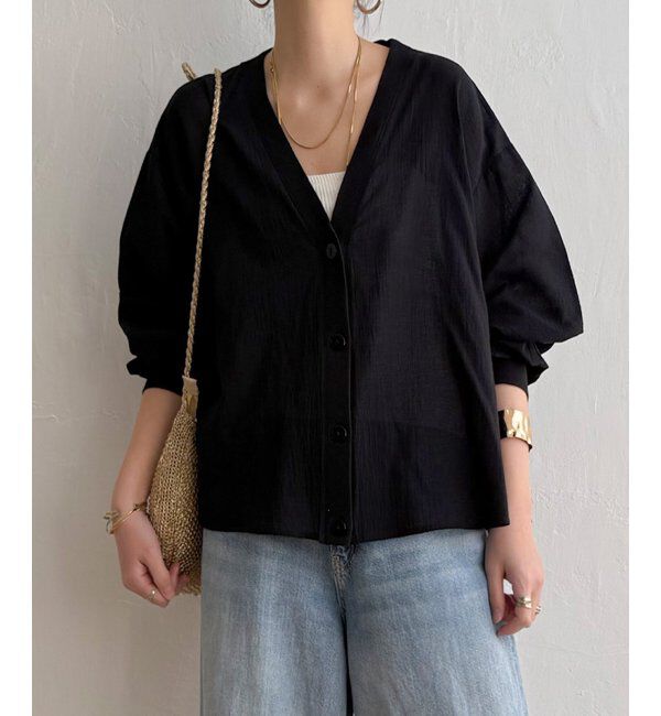 Lbc with Life「シアーシャツカーディガン」|ブルゾン・スタジャン|ブラック