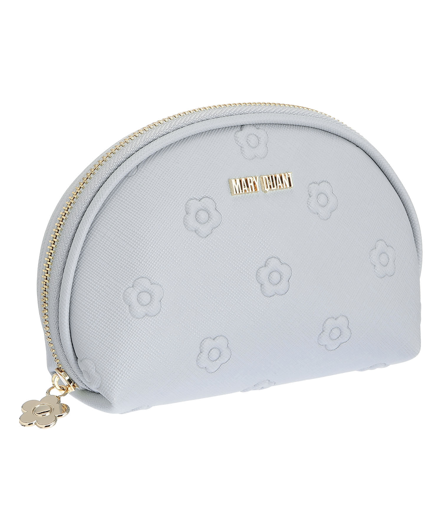MARY QUANT「シンプルエンボスデイジーラウンドポーチ」|ポーチ|ライトブルー