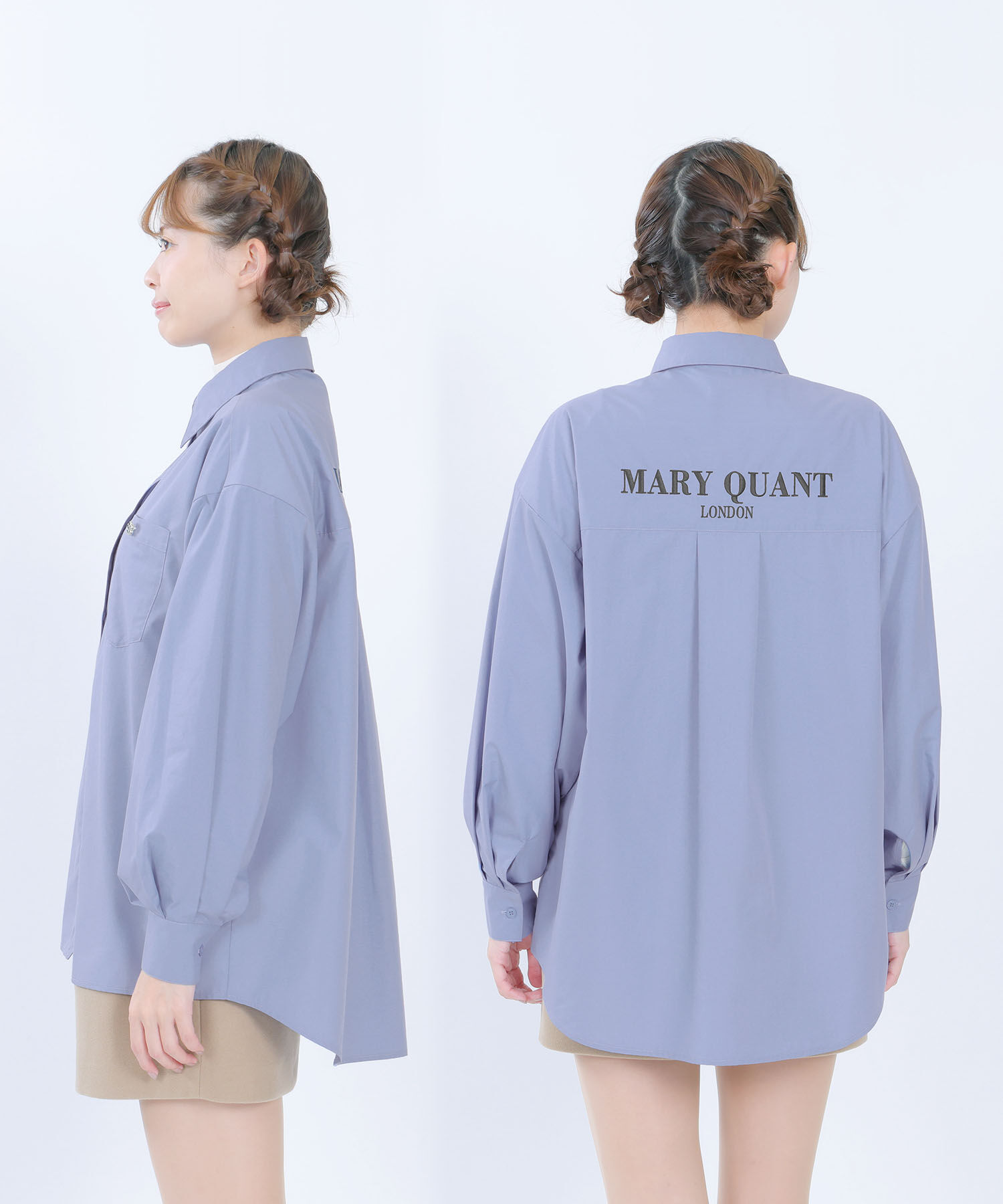 MARY QUANT「バックロゴシャツ ブラウス」|カーディガン|