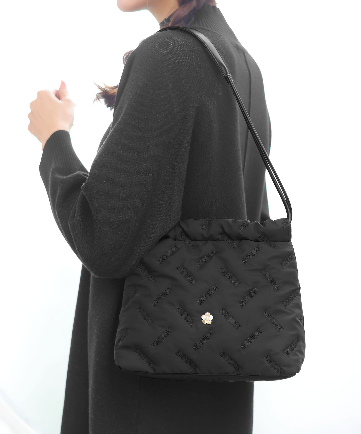 MARY QUANT「バイアスロゴ刺繍 ミニトート」|トートバッグ|ブラック