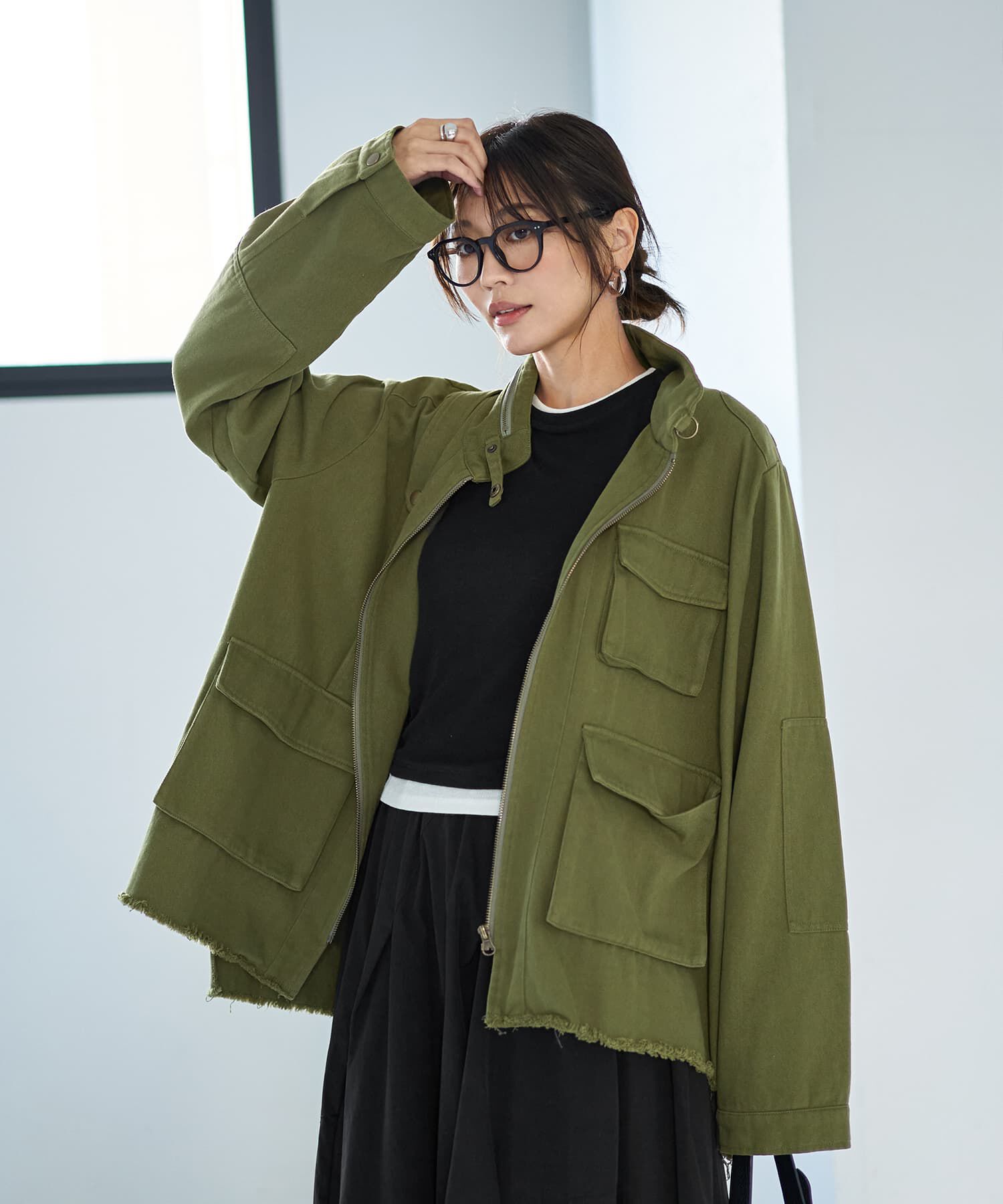 STYLE DELI「洗い加工ミリタリージャケット」|ミリタリージャケット|マッチャ