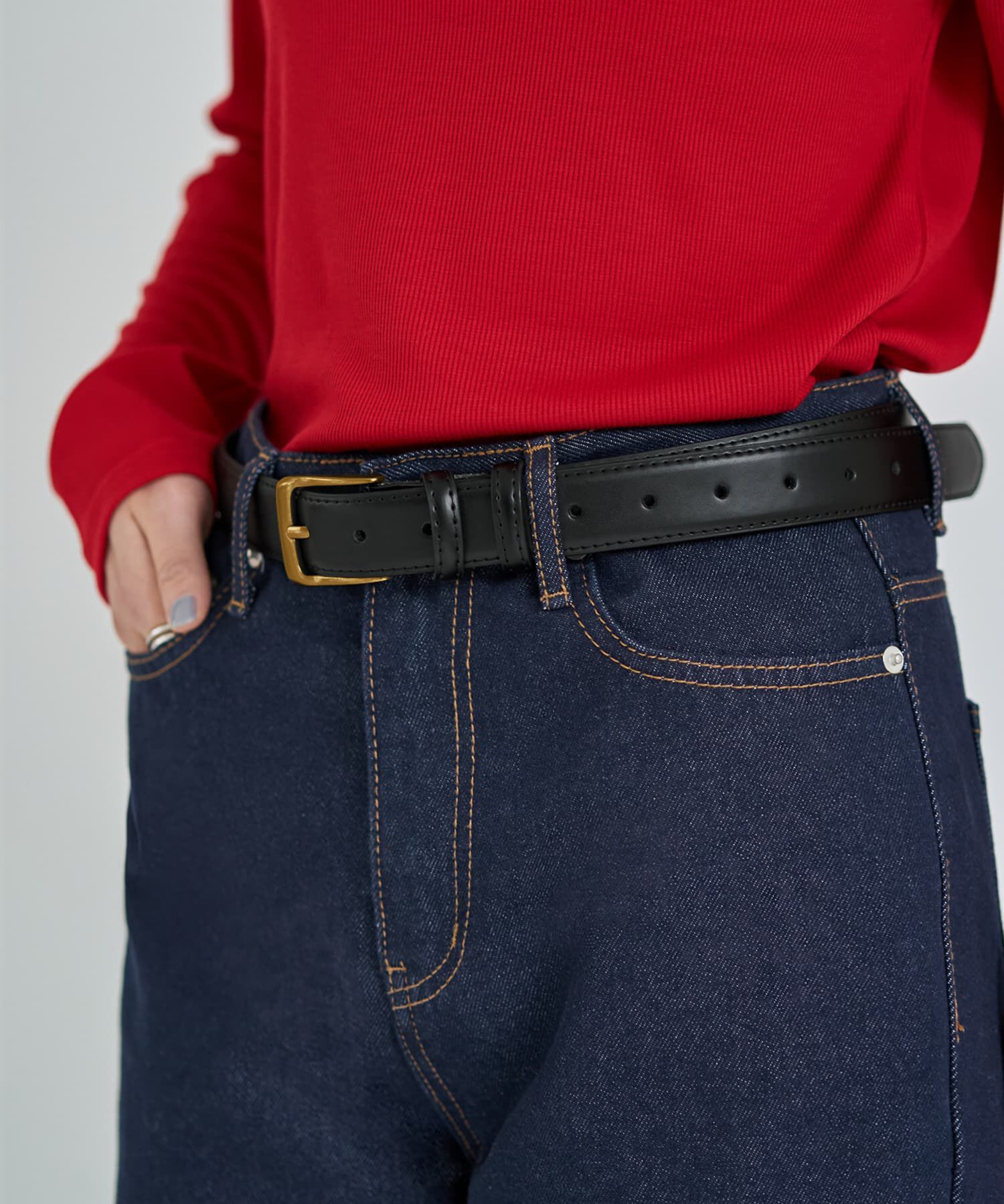 STYLE DELI「【DELI by】ミニマルリアルレザーベルト（ゴールド）」|ベルト|