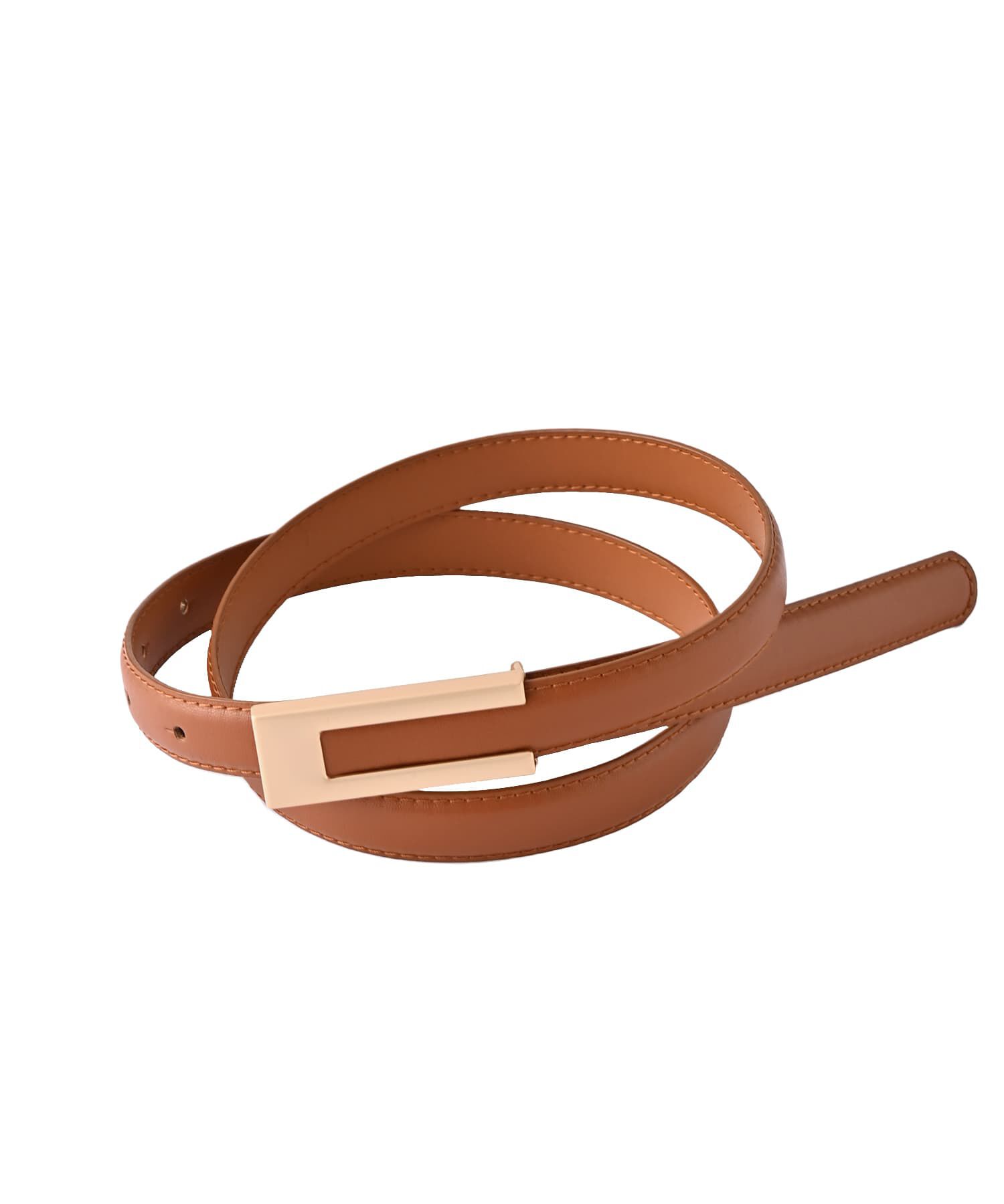 STYLE DELI「【DELI by】スクエアバックルリアルレザーベルト」|ベルト|ブラウン