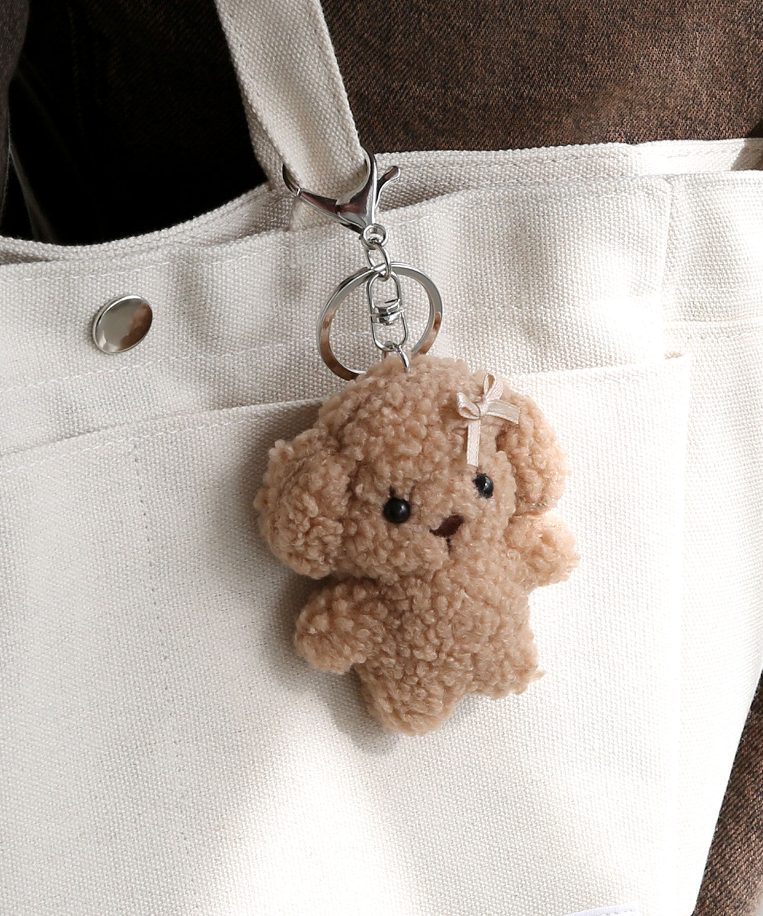  「もこもこミニプードルキーホルダー/チャーム」|チャーム・キーホルダー|ベージュ