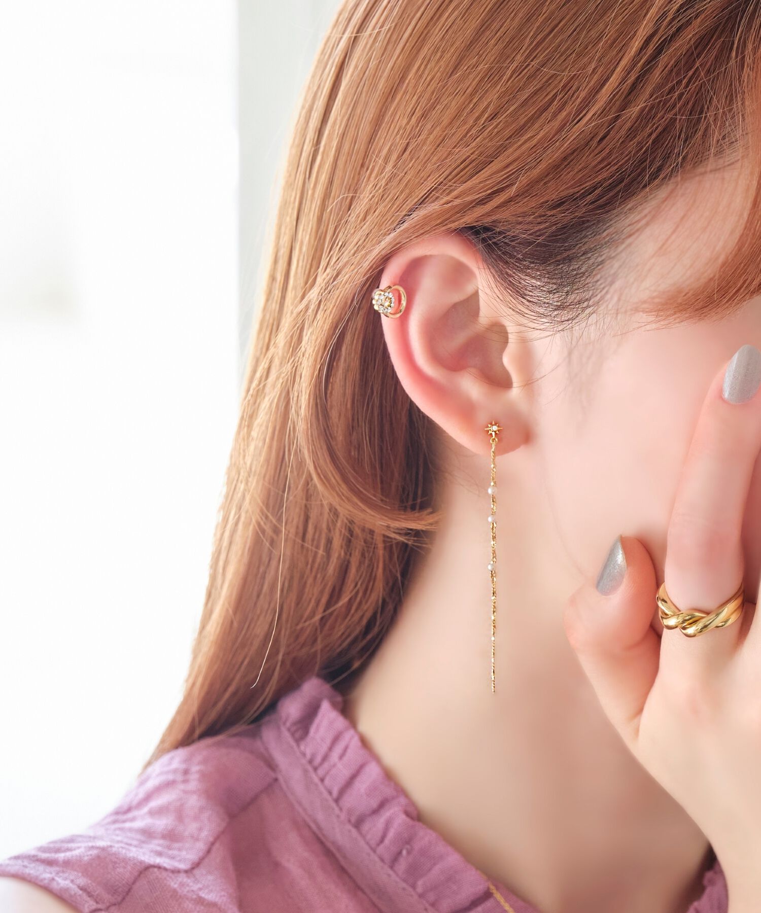 Phoebe「【金属アレルギー対応】【痛くないシリーズ】デリケートビジューライトフィットイヤリング」|イヤリング|