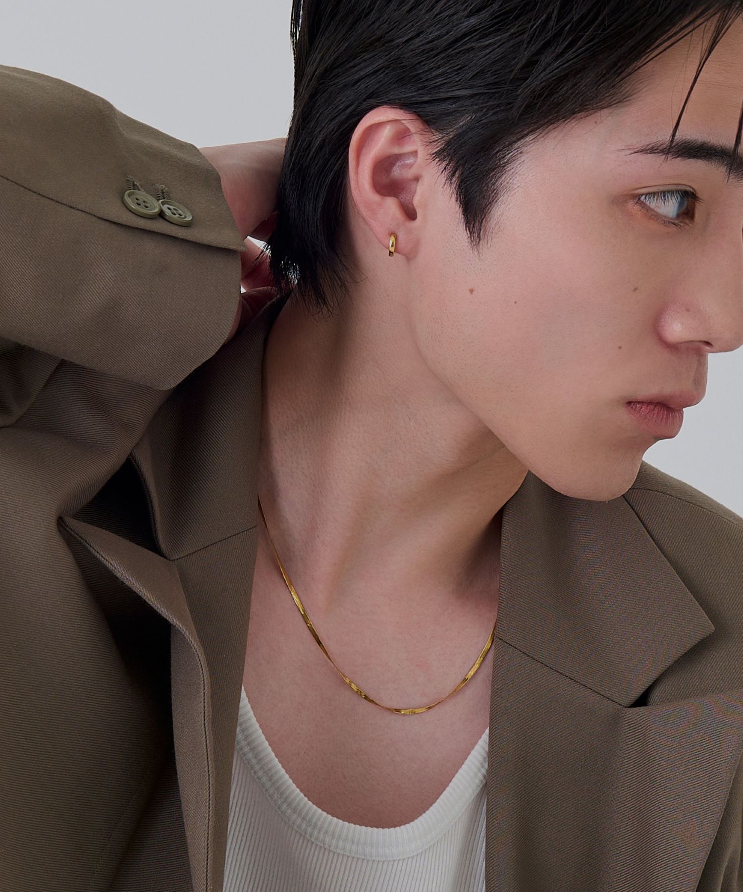 Phoebe「【金属アレルギー対応】ワンタッチメタルフープミニピアス　ゴールド/サージカルステンレス」|ピアス|