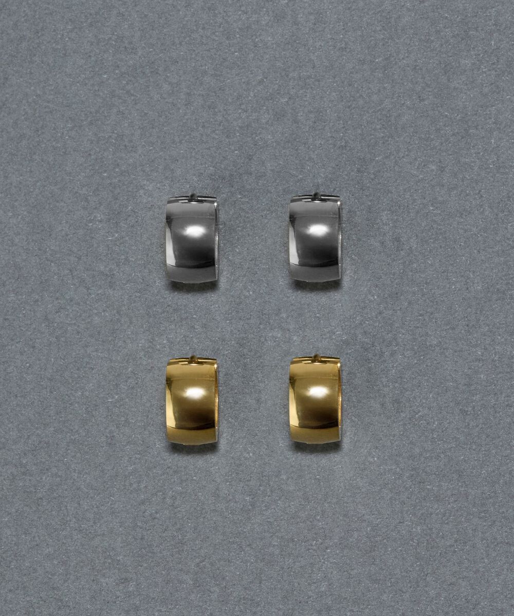 Phoebe「【金属アレルギー対応】ワンタッチワイドフープミニピアス　ゴールド/サージカルステンレス」|ピアス|