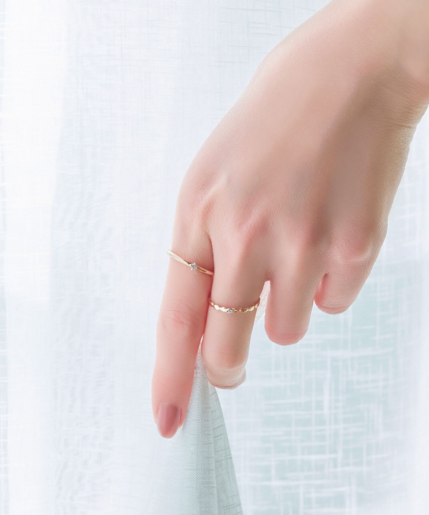 Phoebe「【金属アレルギー対応】2setグレイングリッターリング シャンパンゴールド」|リング|