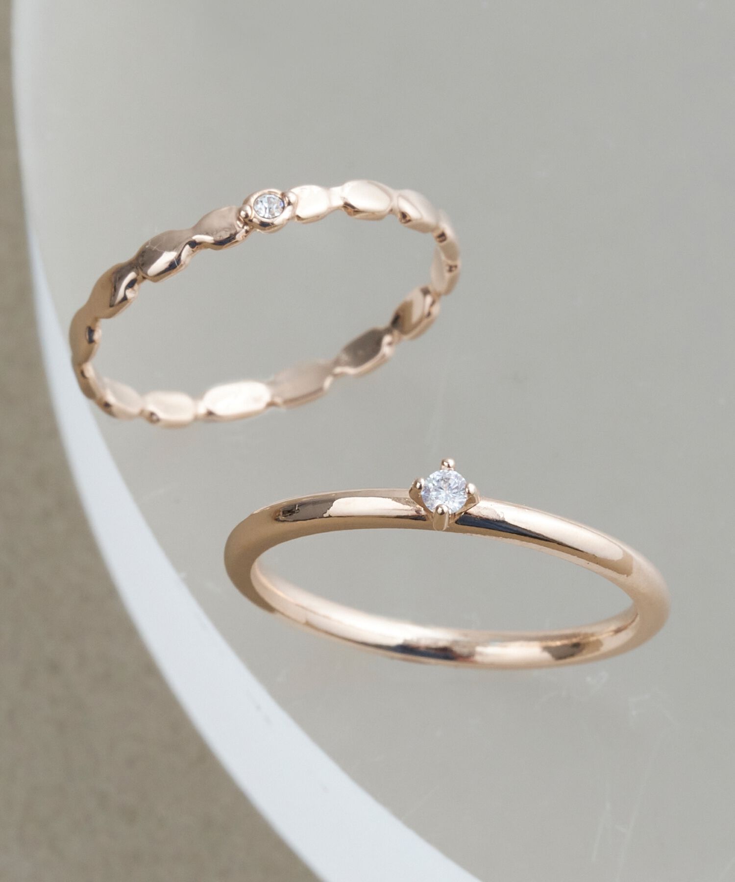Phoebe「【金属アレルギー対応】2setグレイングリッターリング シャンパンゴールド」|リング|