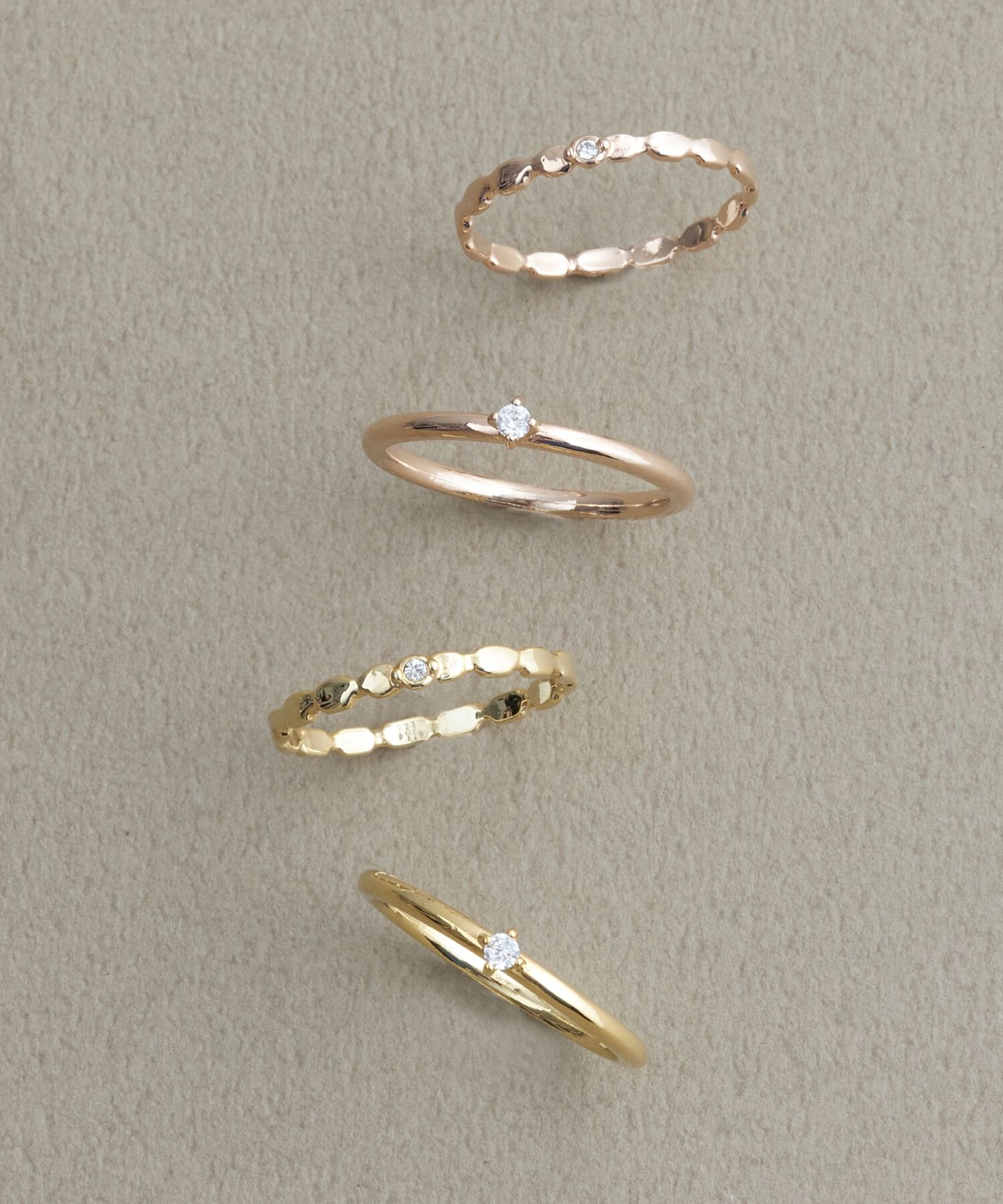 Phoebe「【金属アレルギー対応】2setグレイングリッターリング シャンパンゴールド」|リング|