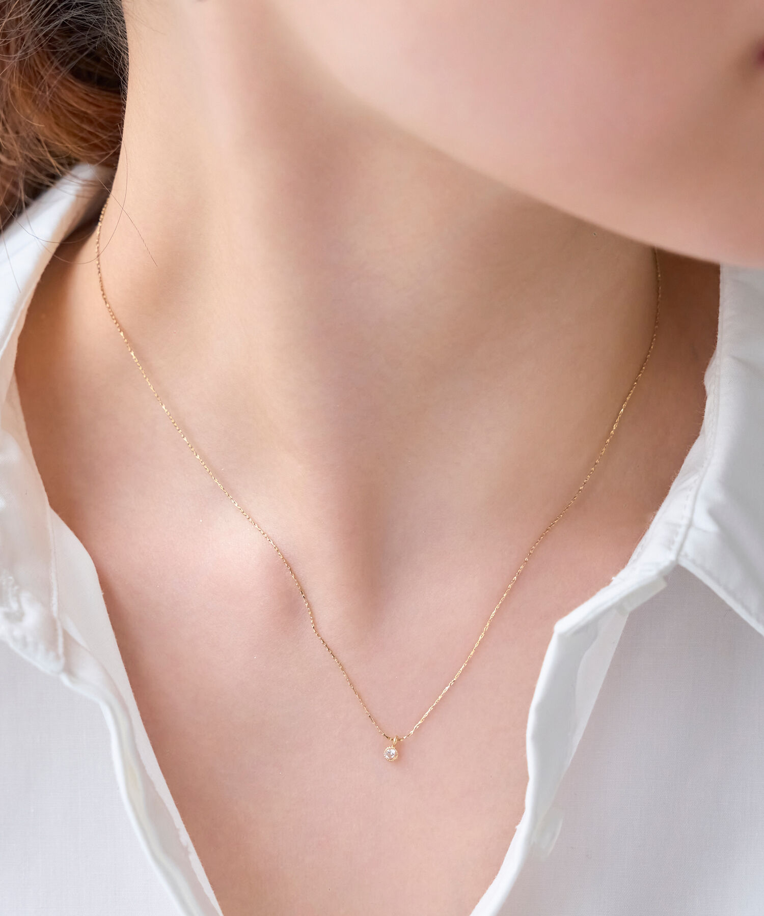 Phoebe「【金属アレルギー対応】シャイニーフチミルネックレス　ゴールド」|ネックレス|