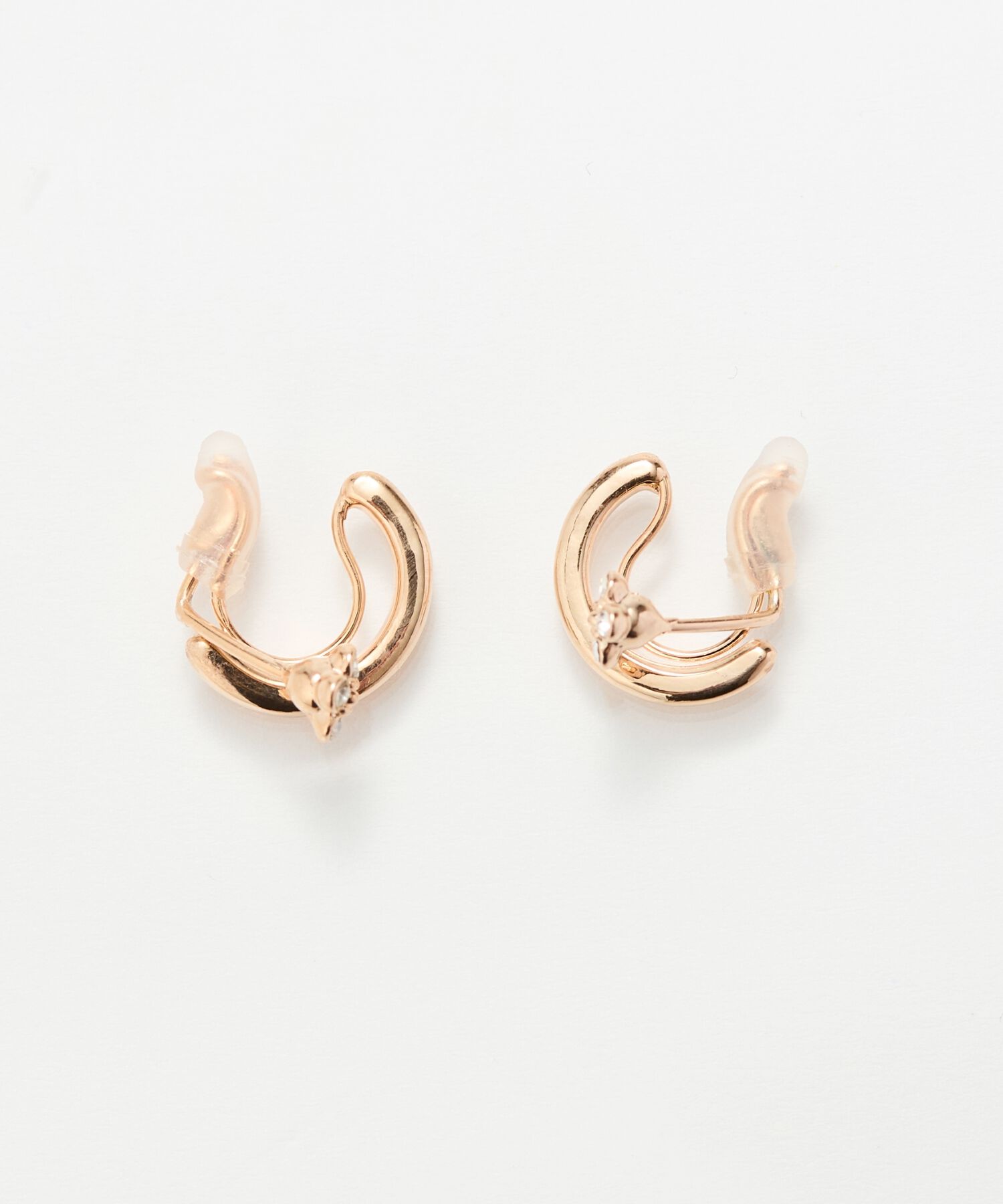 Phoebe「【痛くないシリーズ】フラワービジューライトフィットイヤリング　シャンパンゴールド」|イヤリング|