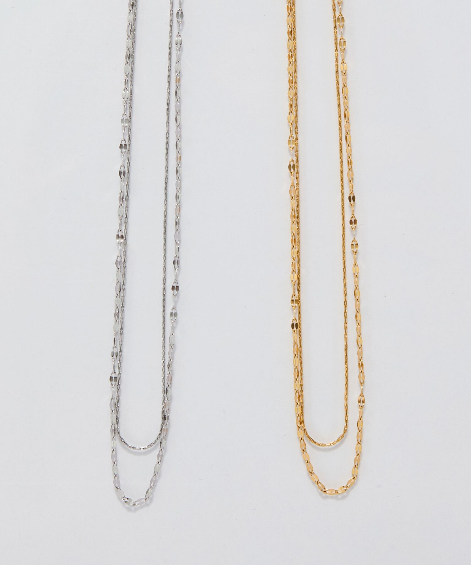 Phoebe「【金属アレルギー対応】ダブルチェーンネックレス　シルバー/サージカルステンレス」|ネックレス|