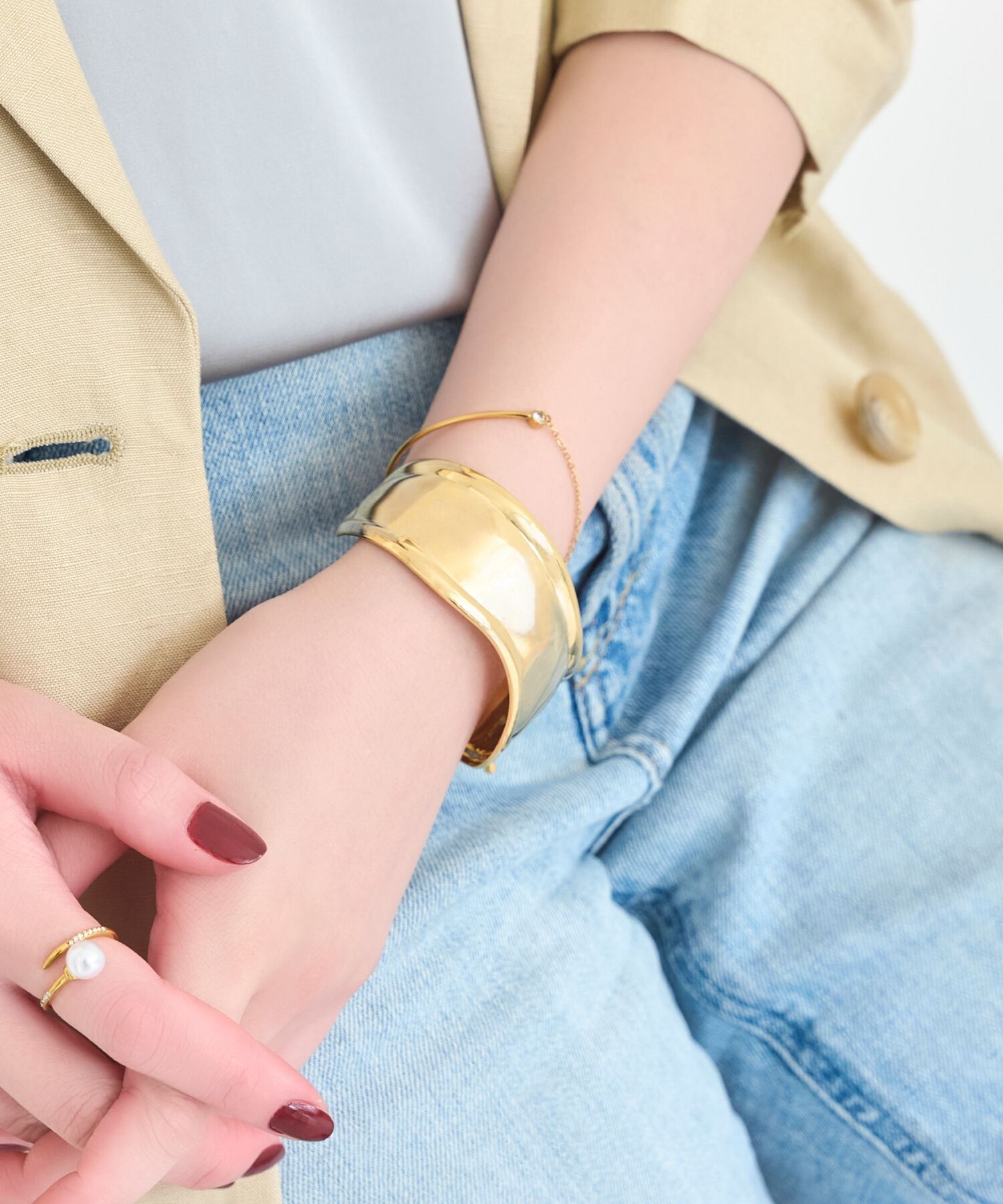 Phoebe「アークカフワイドバングル　ゴールド」|ブレスレット・バングル|