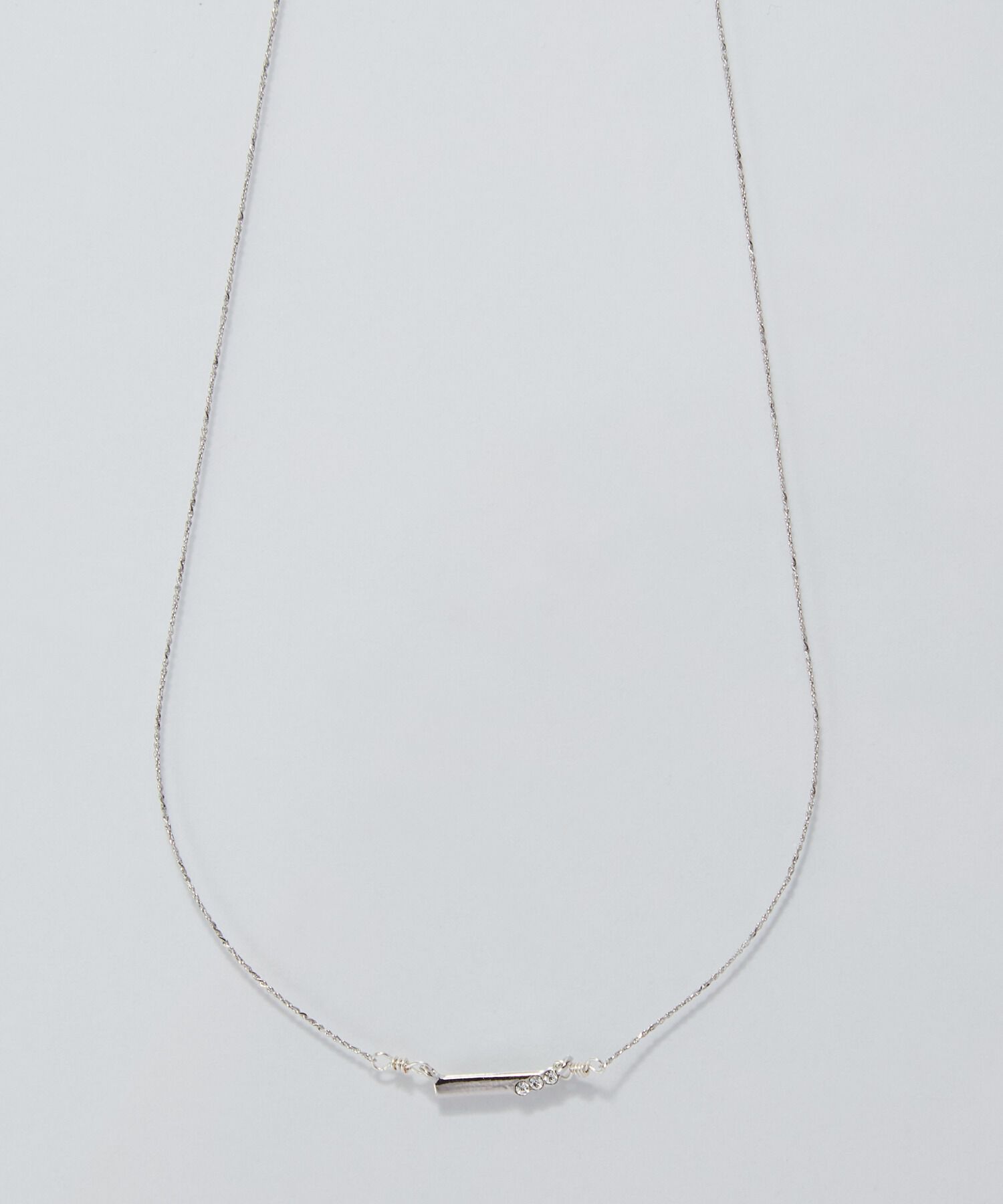 Phoebe「【金属アレルギー対応】ストレートバービジューネックレス　シルバー」|ネックレス|