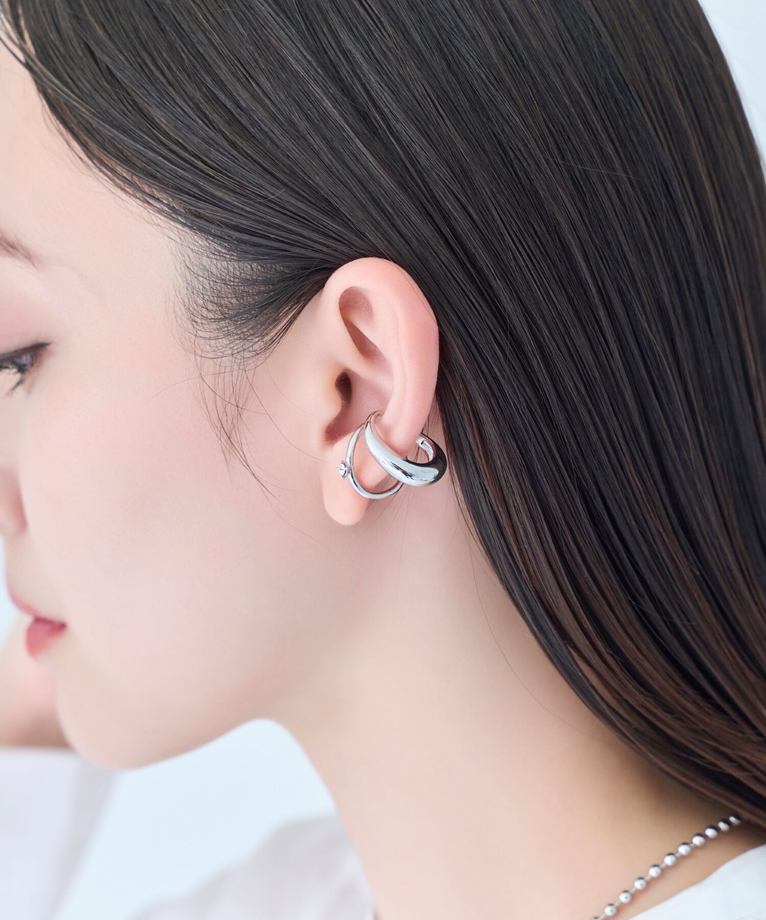 Phoebe「ドレッシングビジューイヤーカフ　シルバー/片耳」|イヤーカフ|