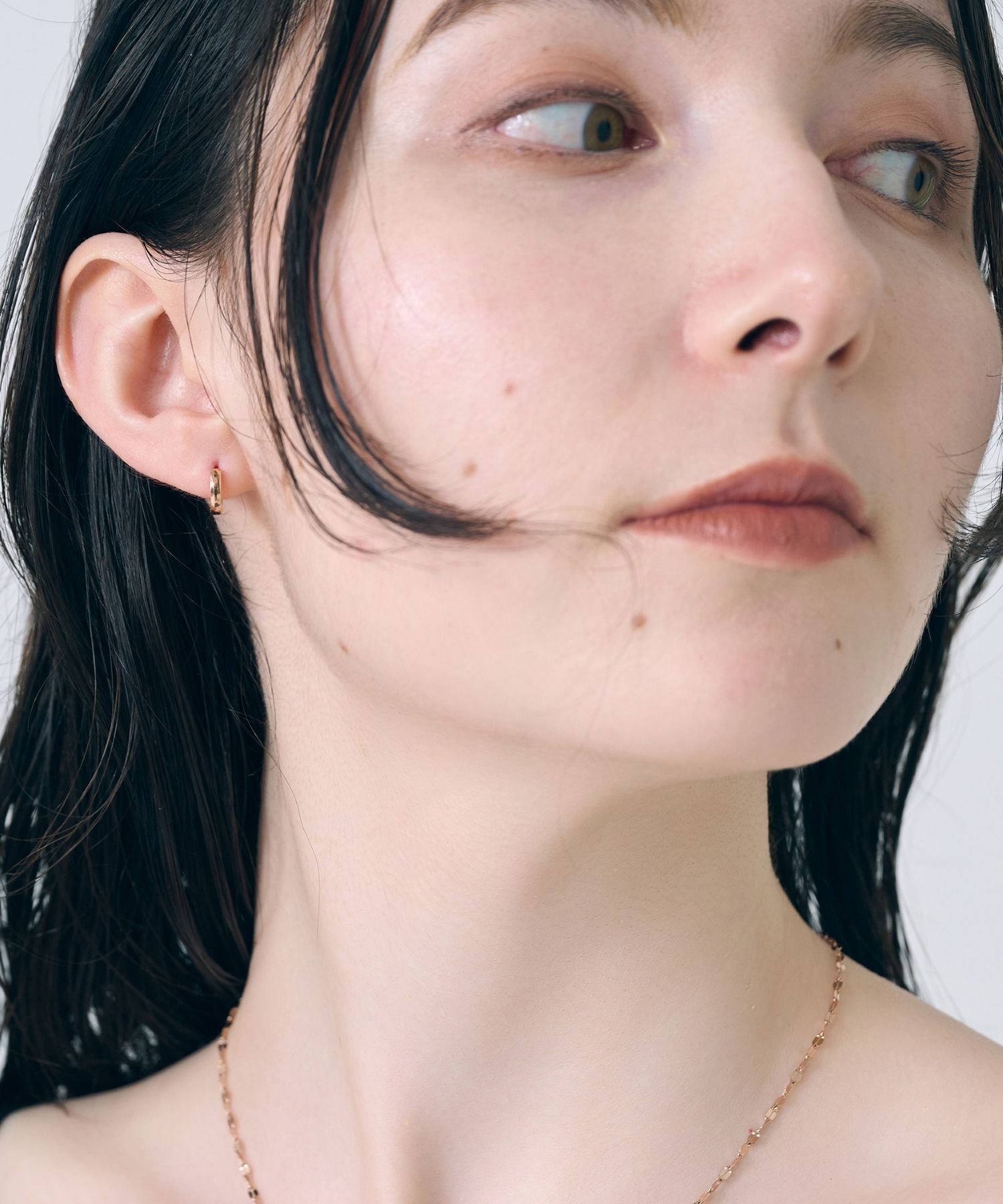 Phoebe「【金属アレルギー対応】ワンタッチメタルフープミニピアス(片耳)/サージカルステンレス ローズゴールド」|ピアス|