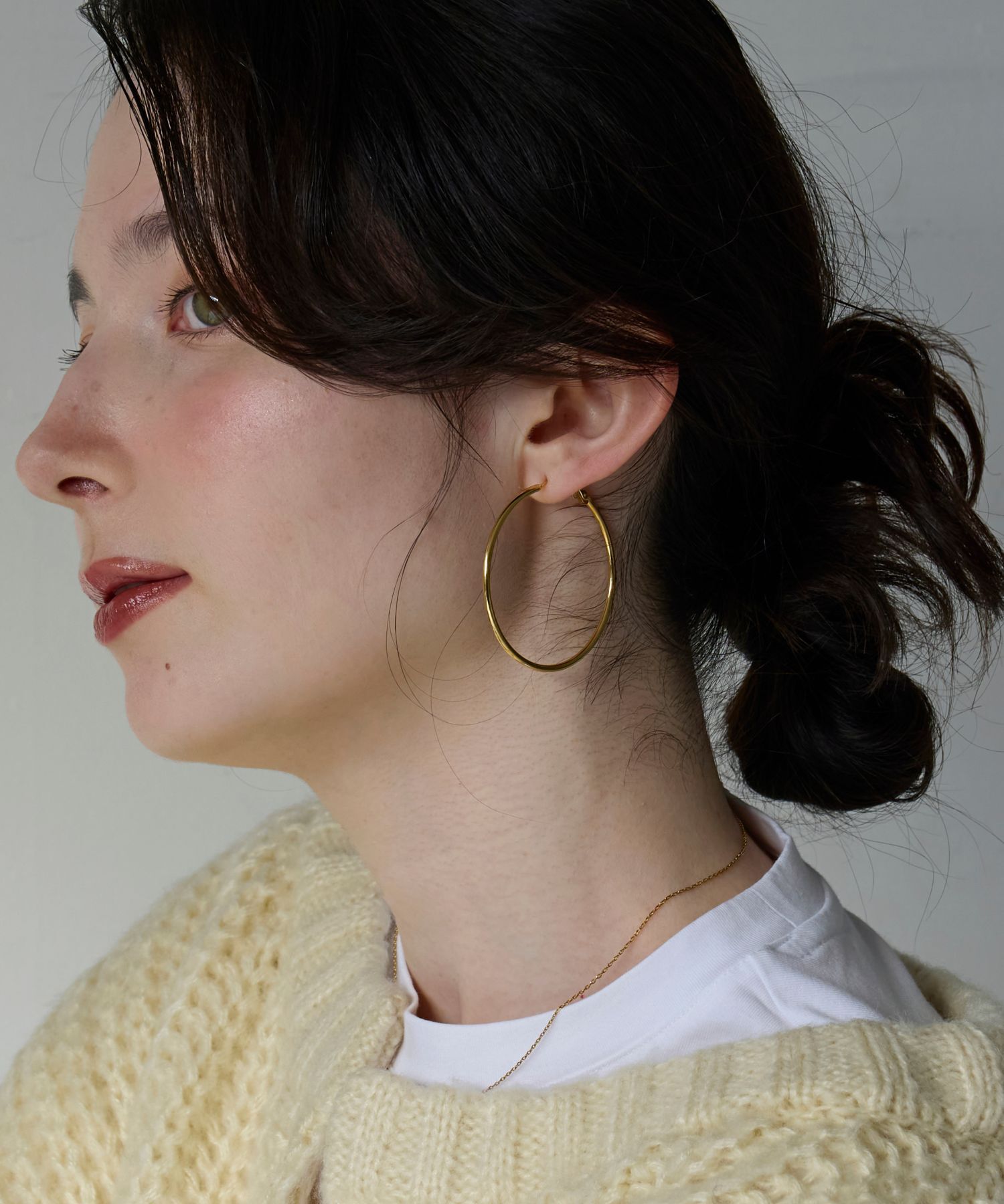 Phoebe「【金属アレルギー対応】ライトフープビッグピアス　ゴールド/ステンレス/大振り」|ピアス|