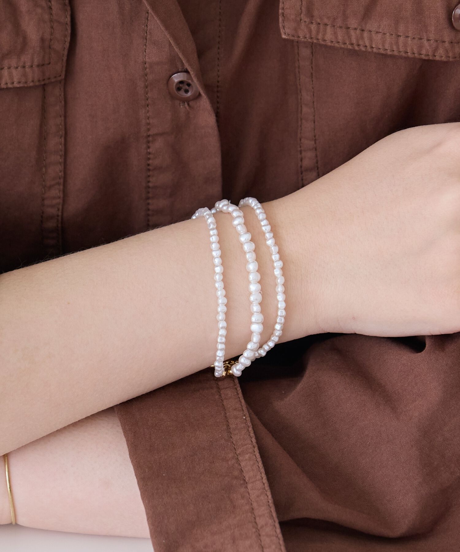 Phoebe「レイヤードバロックパールマンテルブレスレット　ゴールド」|ブレスレット・バングル|ゴールド