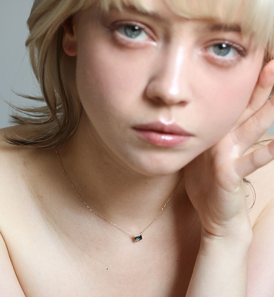 「ロンドンブルートパーズ レクタングル ネックレス | K10YG」|ネックレス|