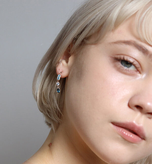  「マルチカラー ストーン ピアス | K10YG」|ピアス|