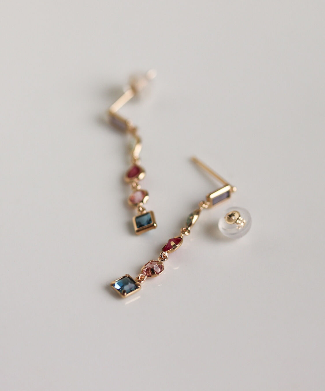  「マルチカラー ストーン ピアス | K10YG」|ピアス|
