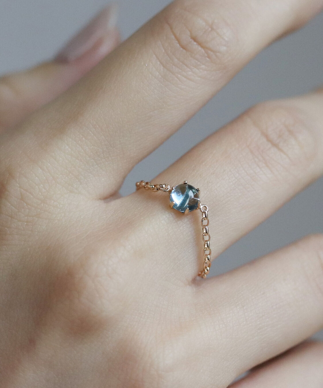  「ブルートパーズ  チェーンリング | K10YG〈Web限定〉」|リング|