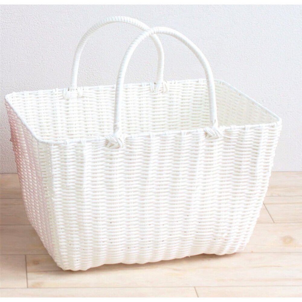 BACKYARD FAMILY「村田屋産 バスケット トート 通販 ランドリーバスケット ランドリー かごバッグ かごバック」|かごバッグ|ホワイト1