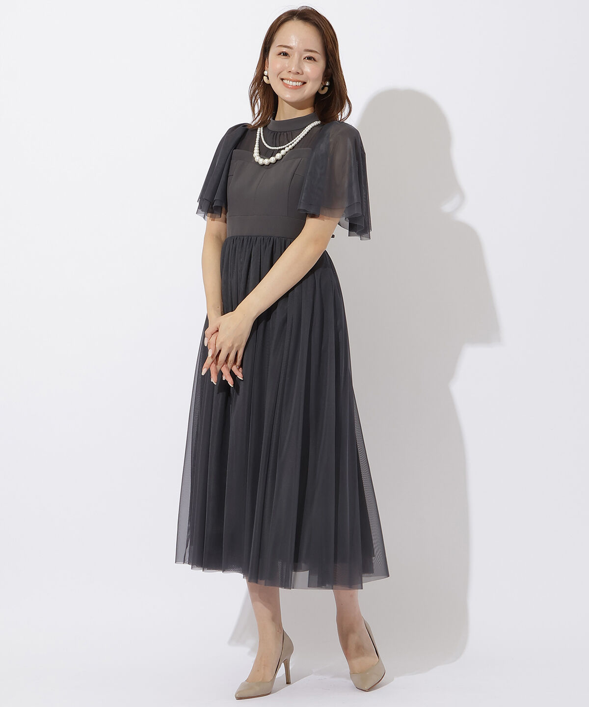 アンドクチュール「チュールオーバーレースドレス」|ドレス|