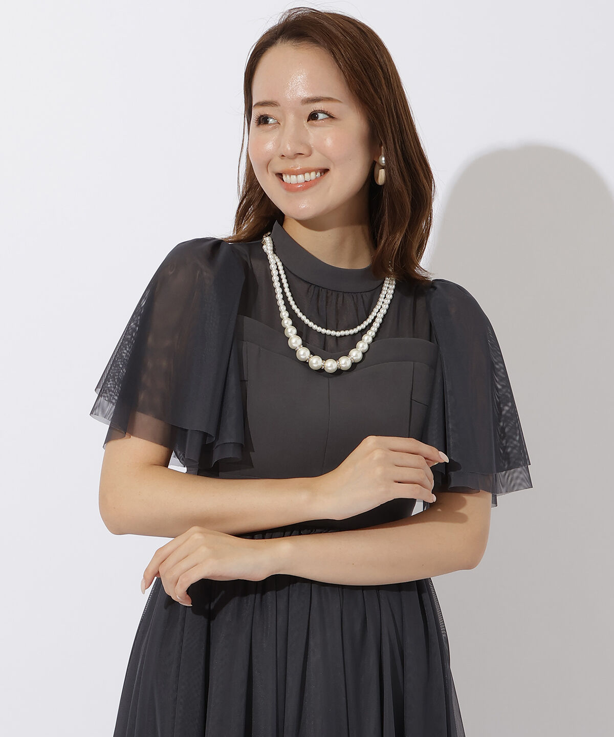 アンドクチュール「チュールオーバーレースドレス」|ドレス|