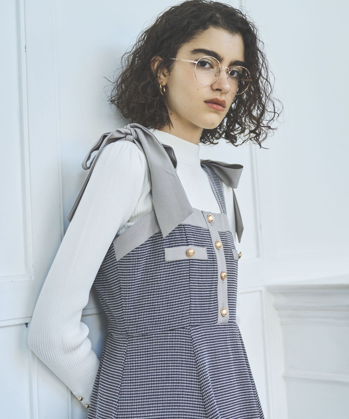 アンドクチュール「ラメツイードジャンスカ」|ジャンパースカート|