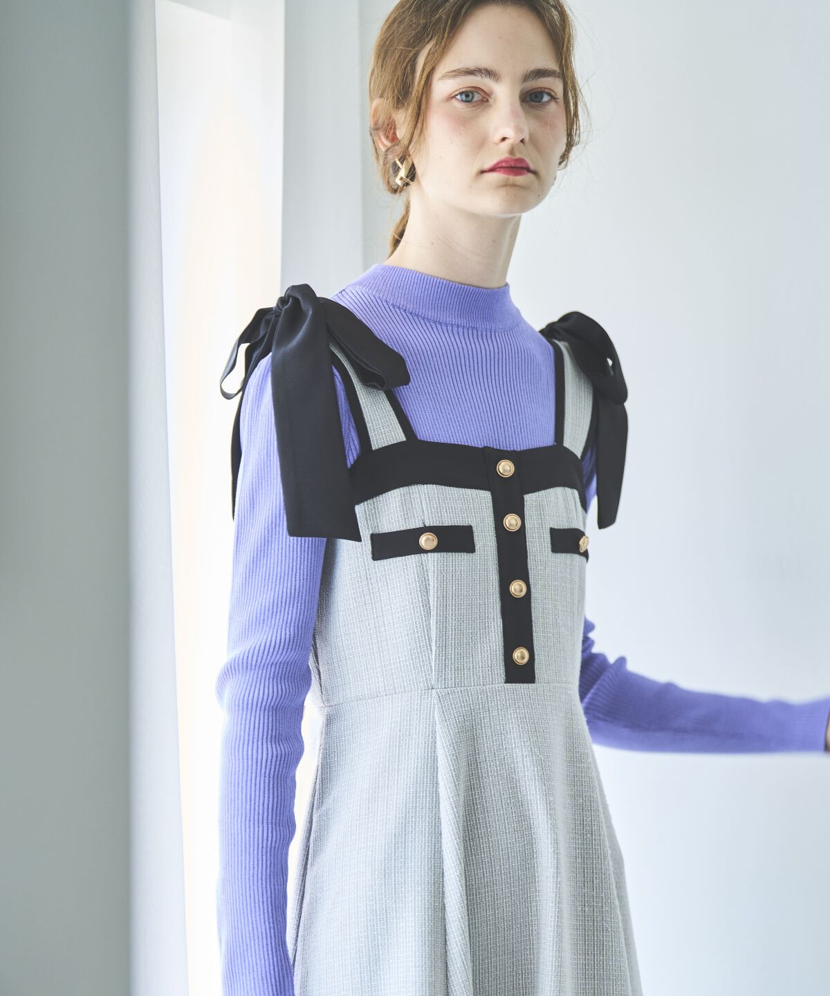 アンドクチュール「ラメツイードジャンスカ」|ジャンパースカート|