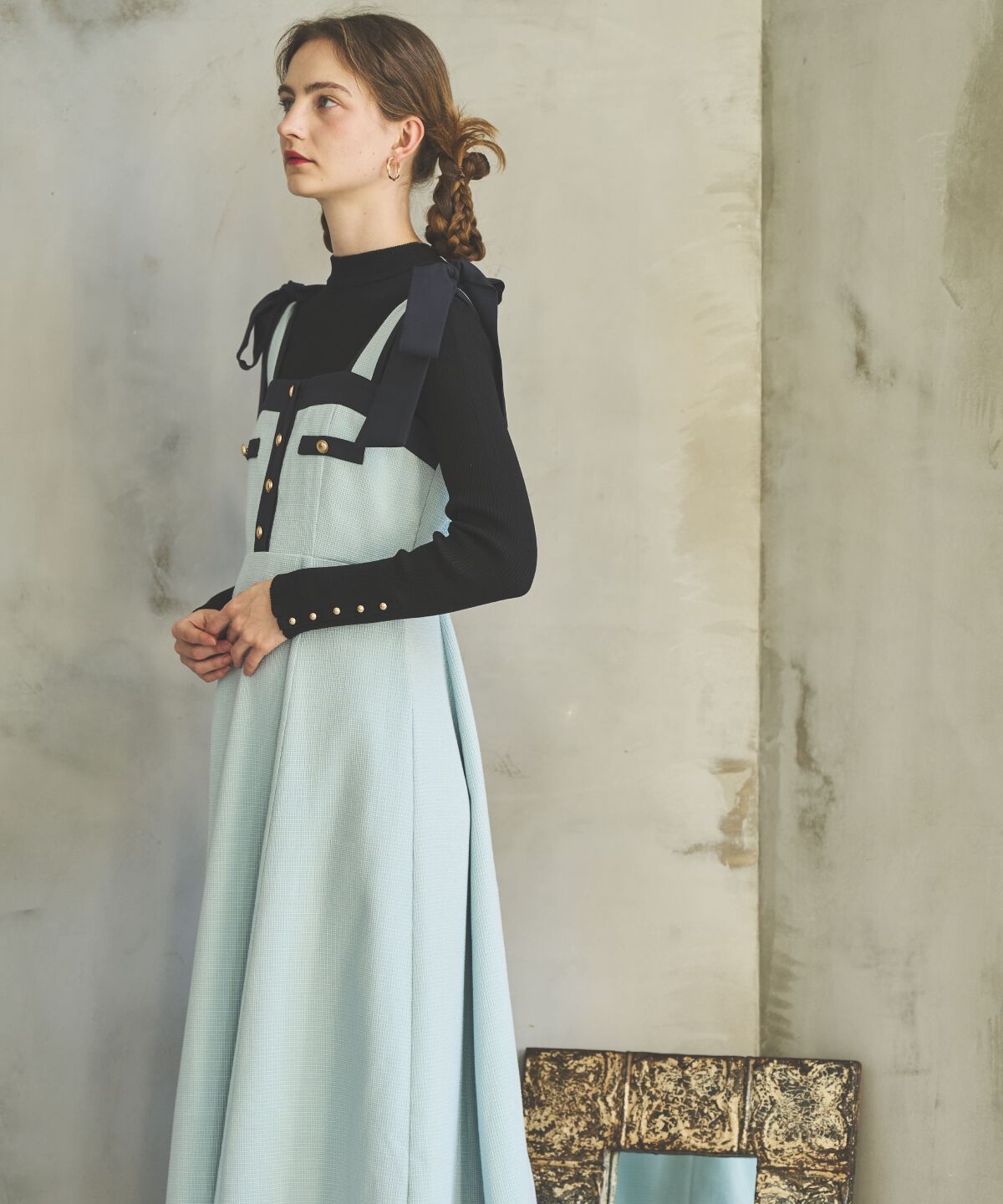 アンドクチュール「ラメツイードジャンスカ」|ジャンパースカート|