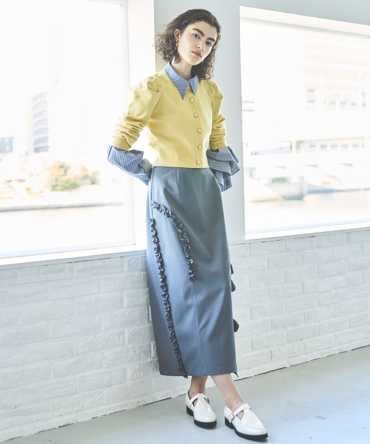 アンドクチュール「パワショルクルーネックカーディガン」|カーディガン|