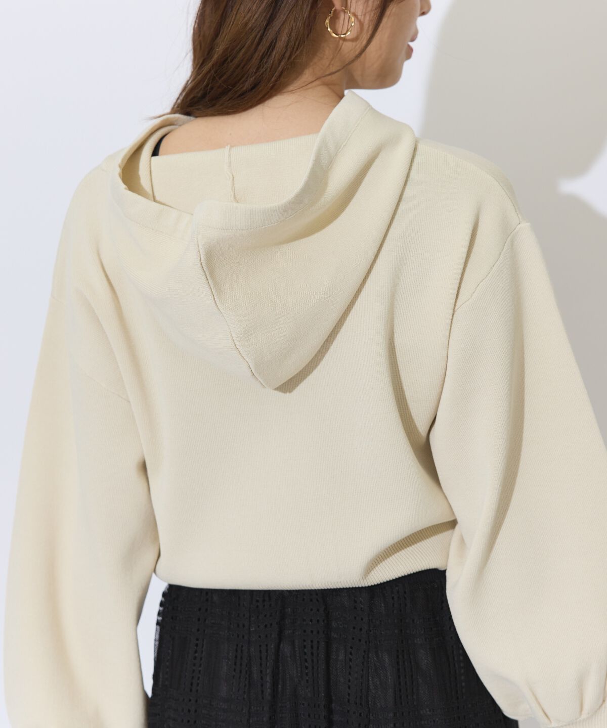 アンドクチュール「クロップドニットフーディー」|パーカー|