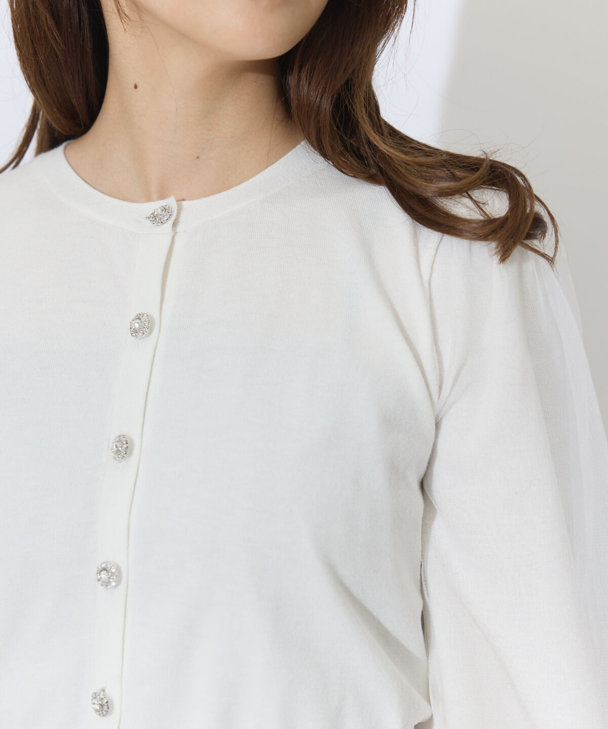 アンドクチュール「シアースリーブビジューカーディガン」|カーディガン|