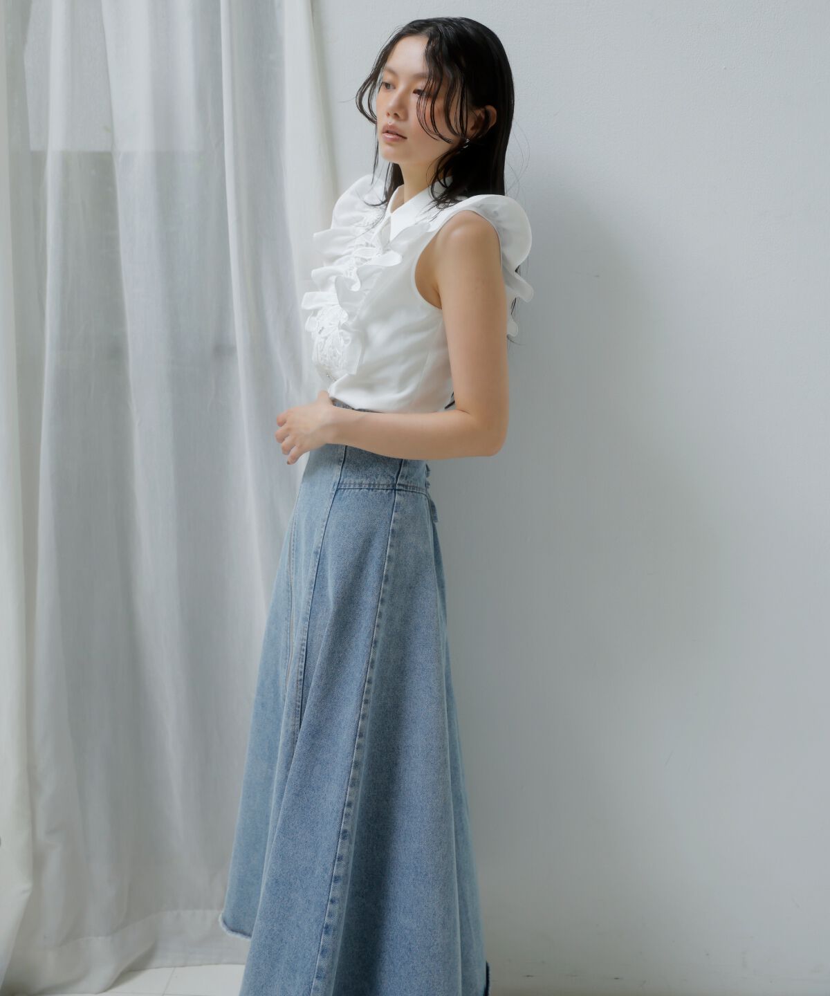 アンドクチュール「センターZIPデニムスカート」|スカート|