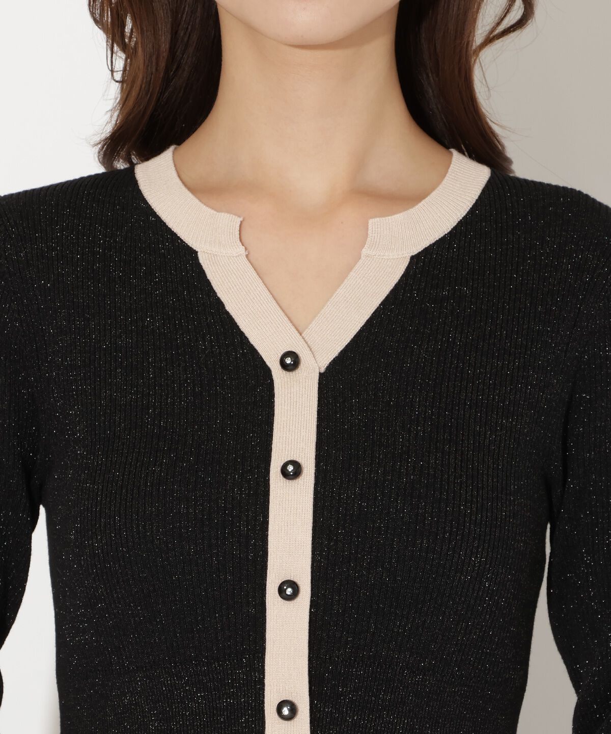 アンドクチュール「ラメ入り配色ドッキングワンピース」|ワンピース|