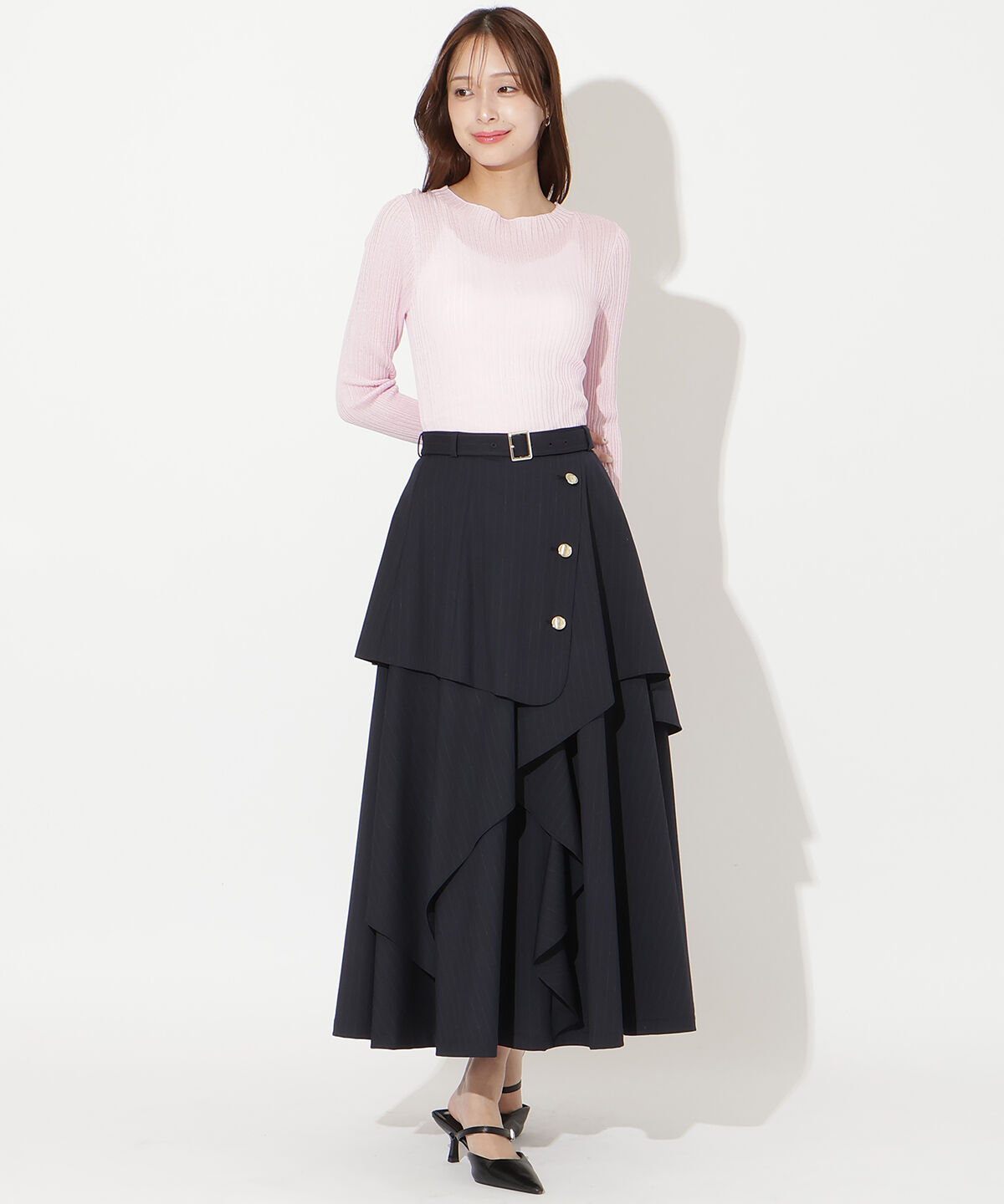 アンドクチュール「シアーランダムリブニットプルオーバー」|ニット・セーター|