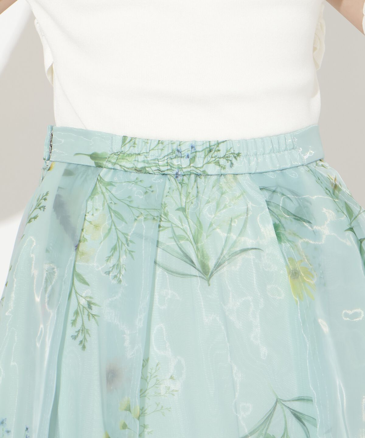 アンドクチュール「フラワーオーガンジーフレアスカート」|フレア|