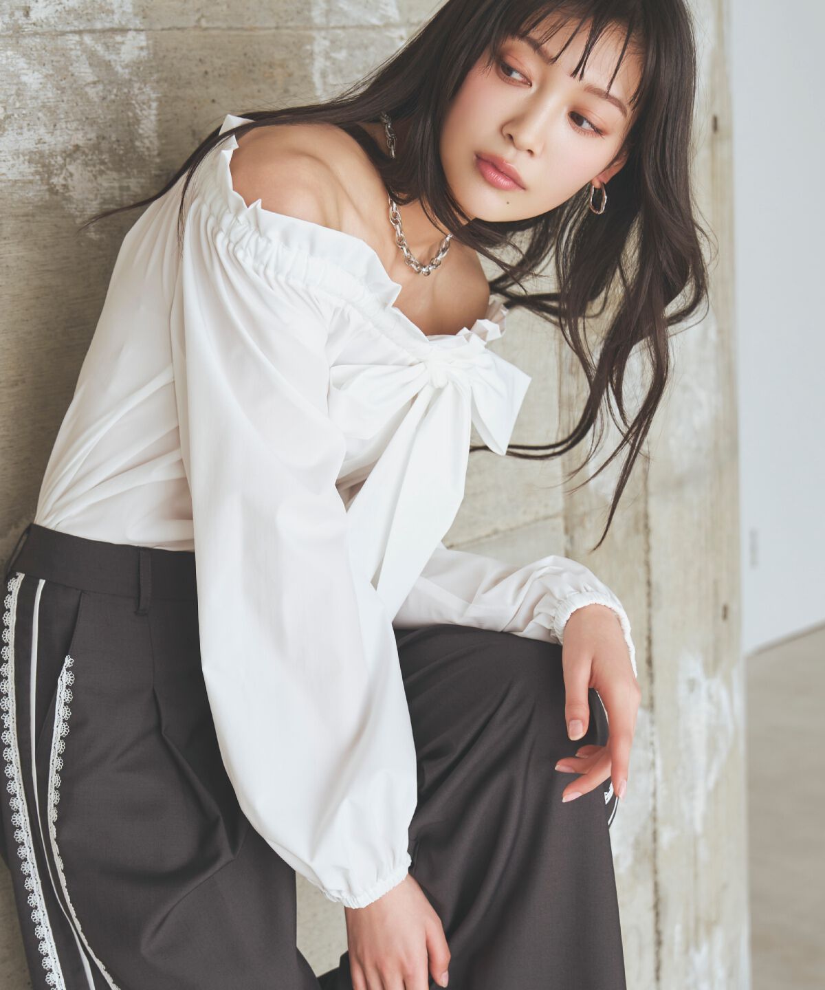 アンドクチュール「ドロストボウタイ2WAYブラウス」|シャツ・ブラウス|