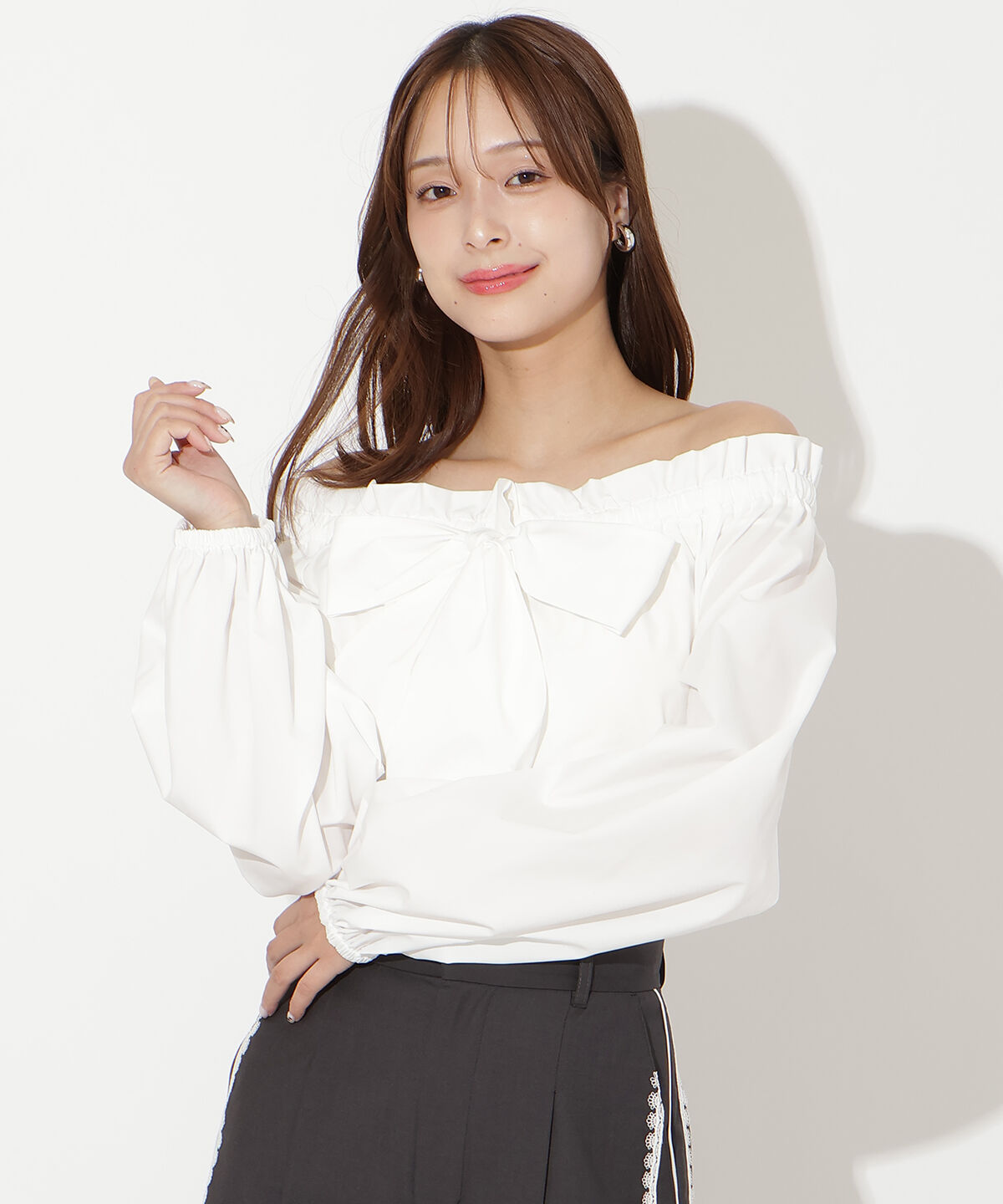 アンドクチュール「ドロストボウタイ2WAYブラウス」|シャツ・ブラウス|