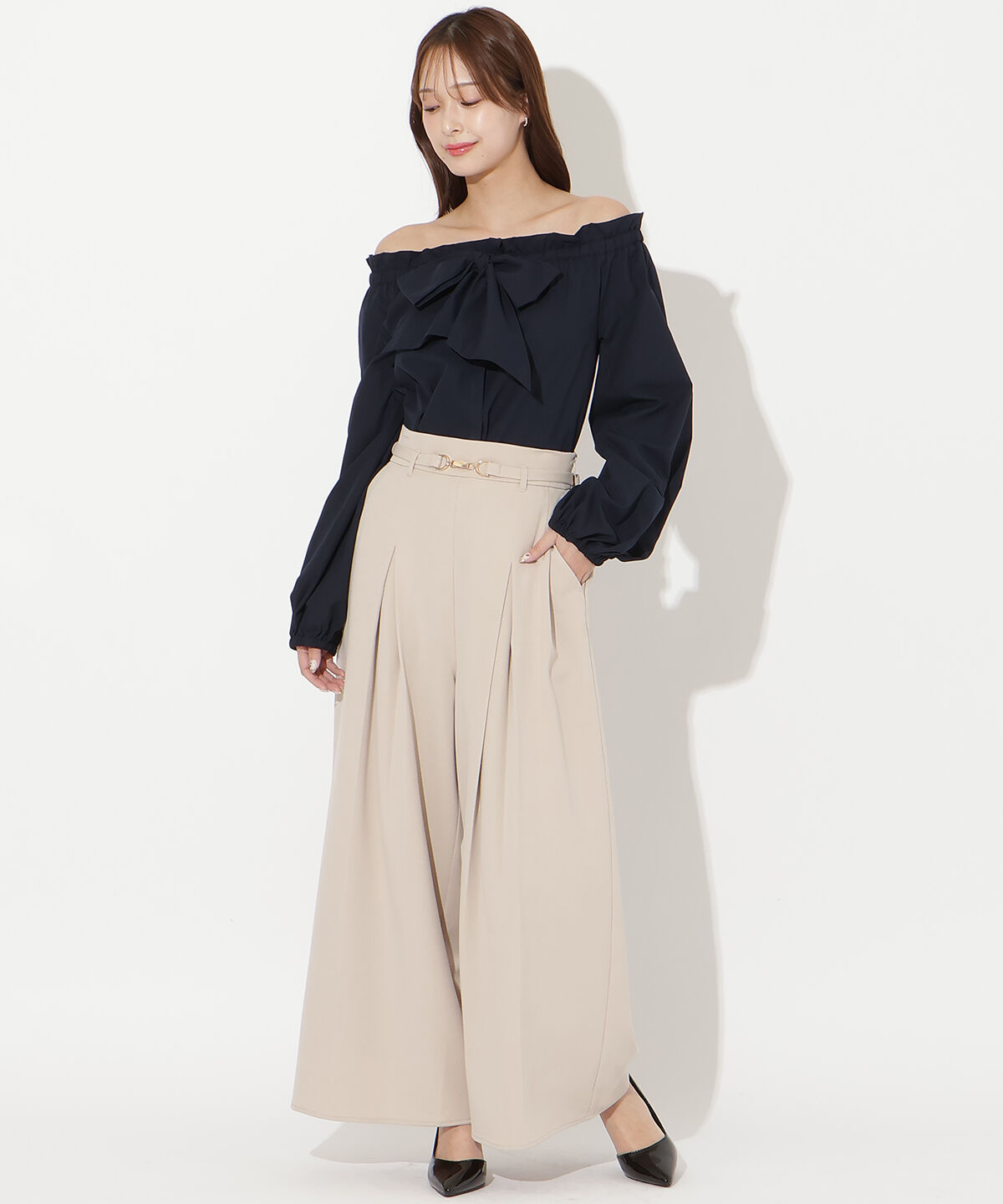 アンドクチュール「ドロストボウタイ2WAYブラウス」|シャツ・ブラウス|