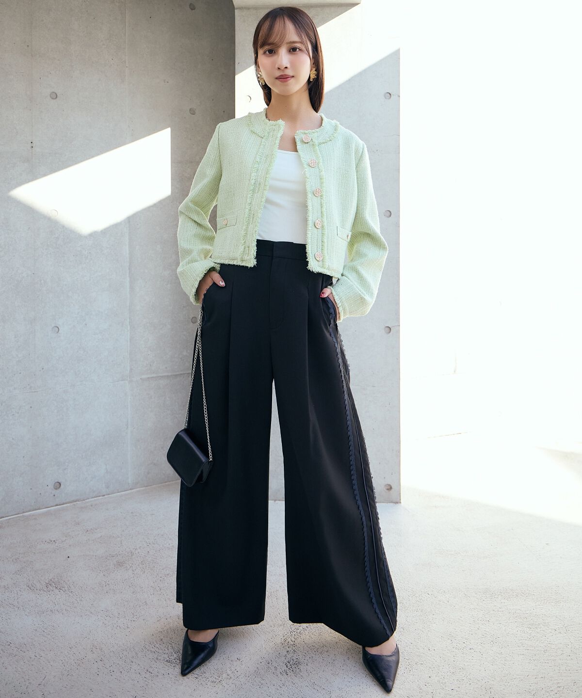 アンドクチュール「サイドレースラインパンツ」|その他|ブラック