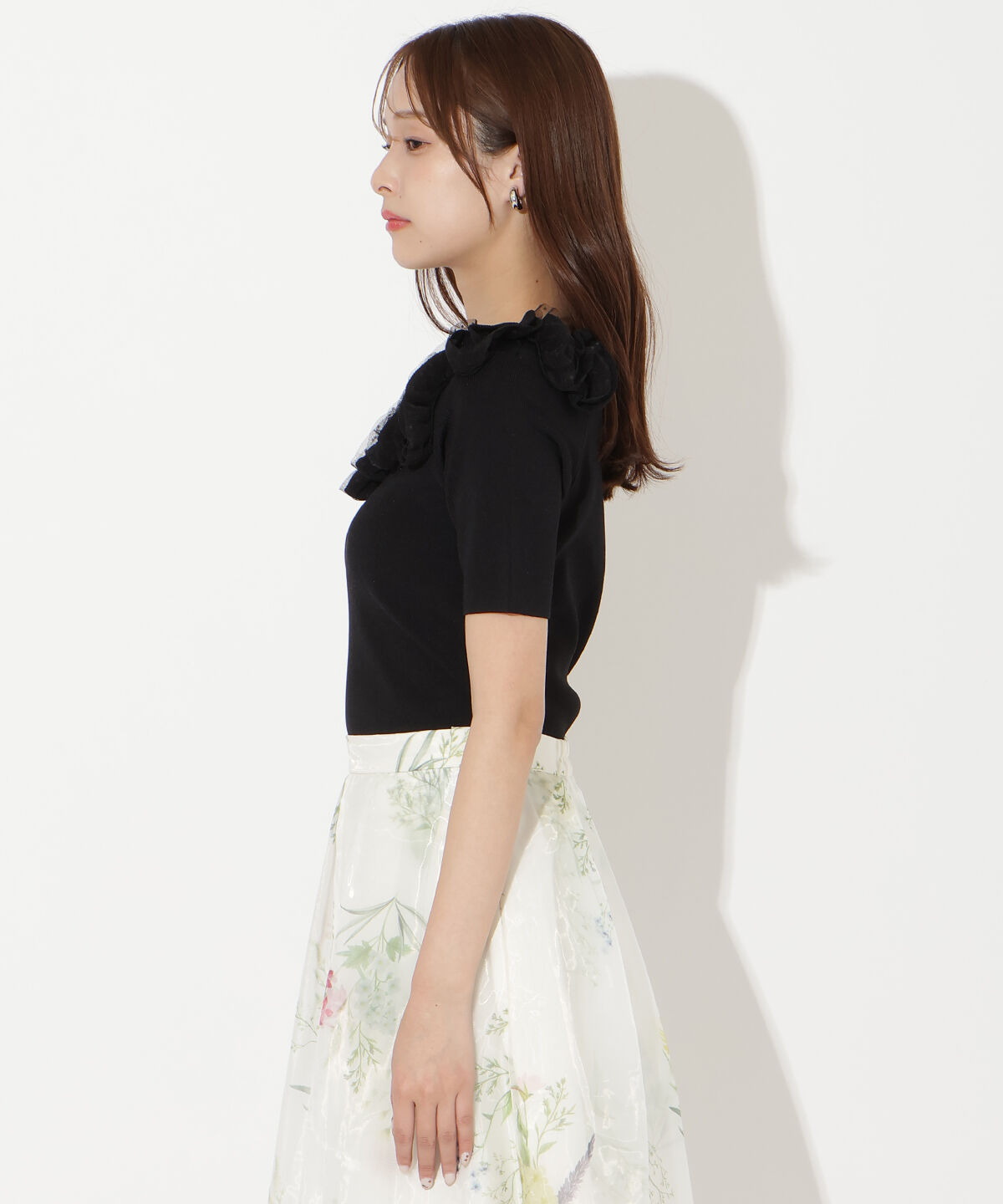 アンドクチュール「フリルボートネックニットプルオーバー」|ニット・セーター|