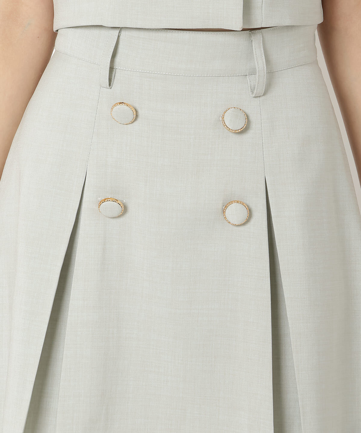 REDYAZEL「ボタン付きボックスプリーツスカート」|台形|