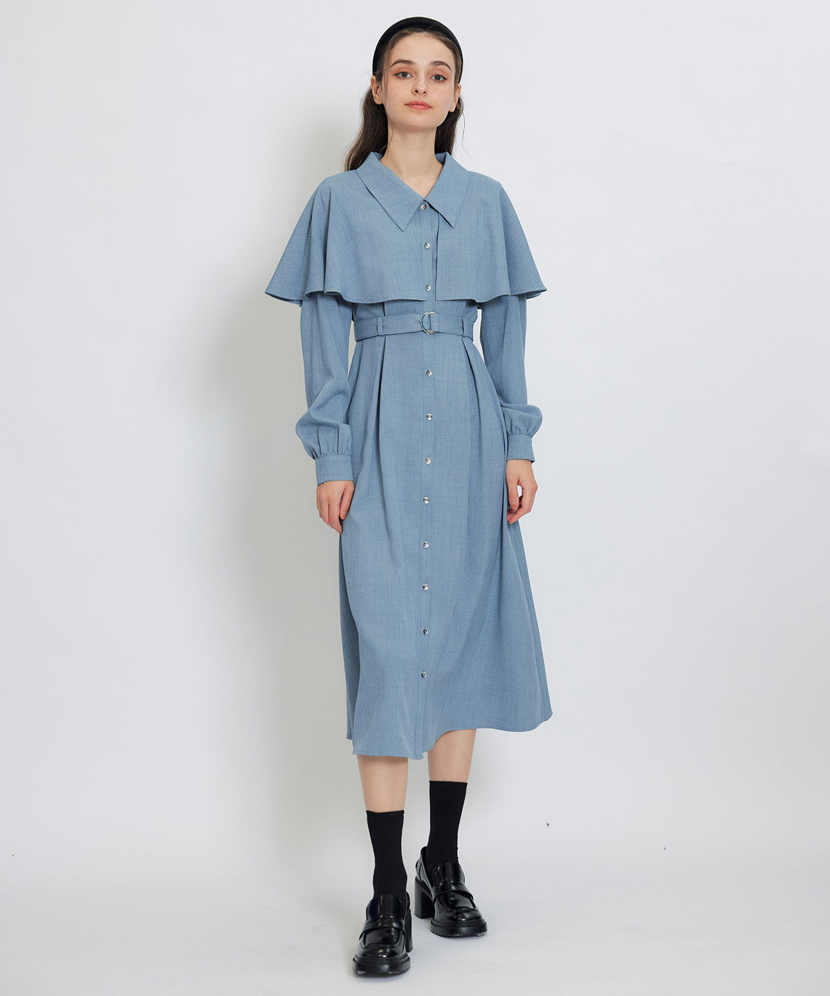 REDYAZEL「ケープライクロングフレアワンピース」|ワンピース|