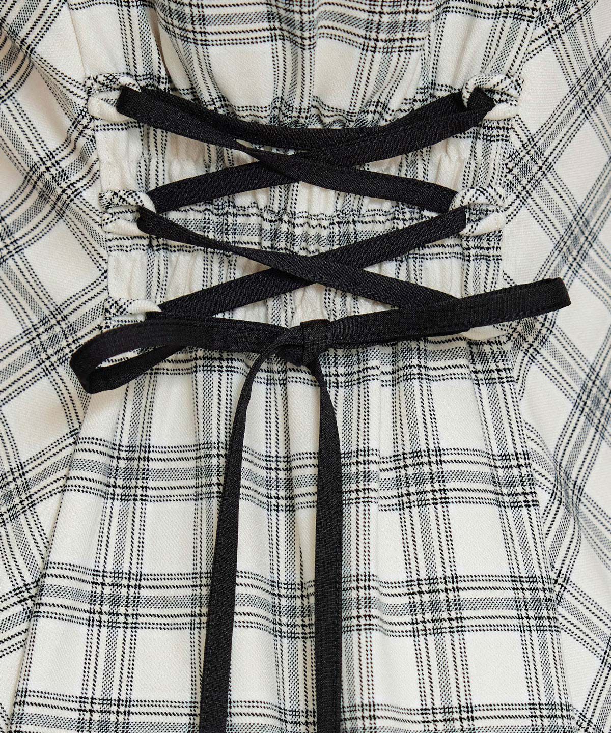 REDYAZEL「パイピングリボンキャミソールチェックフレアロングワンピース」|ワンピース|