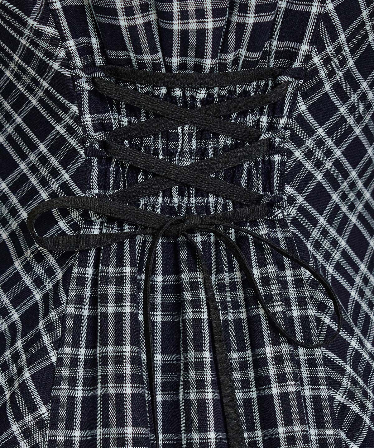 REDYAZEL「パイピングリボンキャミソールチェックフレアロングワンピース」|ワンピース|